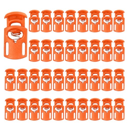 PATIKIL Nylon Spring Cord Locks, Elastic Toggle Stop Slider Clamp Adjuster Fastener for Drawstring Shoelaces Paracord - color: Orange