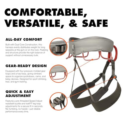 BLACK DIAMOND Men's Momentum Rock Climbing Harness, Adjustable Loops - color: Moonstone, size: SM (27-30" Waist)
