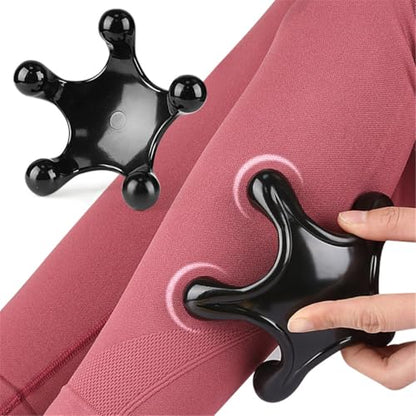 Trigger Point Massage Tools, 2 PCS 5 Legged Manual Full Body Massagers, Deep Muscle Tissue Massager, Handheld Palm Pressure Point Massage Tool, for Neck Shoulder Back Muscle Pain Relief (Black) - color: Black