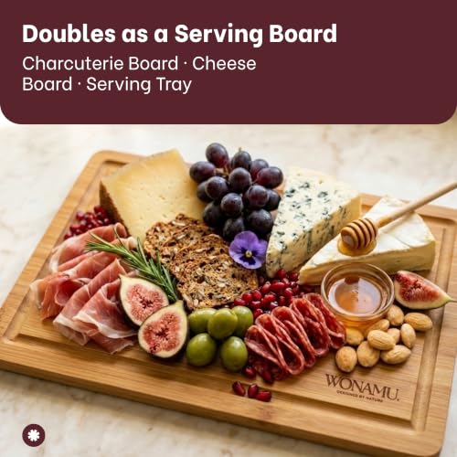 WONAMU Small Bamboo Cutting Board Non Toxic – Lightweight, Durable, Perfect For Charcuterie, Serving Snacks, And Everyday Kitchen Use – Eco-Friendly Kitchen Items And Versatile Wooden Tray - color: Natural