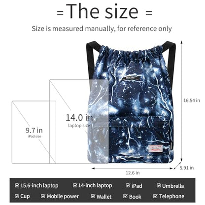 Peicees Waterproof Drawstring Sport Bag Lightweight Sackpack Backpack for Men and Women | Waterproof - color: X_lightning