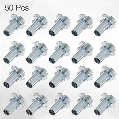 HARFINGTON 5/16x13mm T-Nuts 4 Pronged Tee Nut 0.83" x 0.51" Half Thread Carbon Steel Inserts for Wood, Rock Climbing Holds, Cabinetry, Furniture 50pcs - size: 5/16" x 0.51" x 0.83" x 0.51"