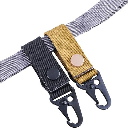 Azarxis Tactical Molle Key Ring Chain Gear Clip Key Keeper Keychain Nylon Belt Key Holder Carabiners Hanger Buckle Hook - color: Army Green - 2 Pack