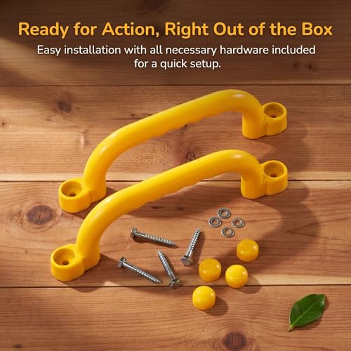 2 Pieces Climbing Frame Handles Smooth Edges Kids Climbing Handle Easy to Install Playset Grab Handle for Young Children, Outdoor, Yellow - color: Yellow
