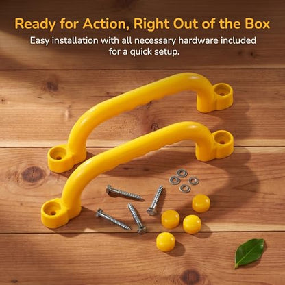 2 Pieces Climbing Frame Handles Smooth Edges Kids Climbing Handle Easy to Install Playset Grab Handle for Young Children, Outdoor, Yellow - color: Yellow
