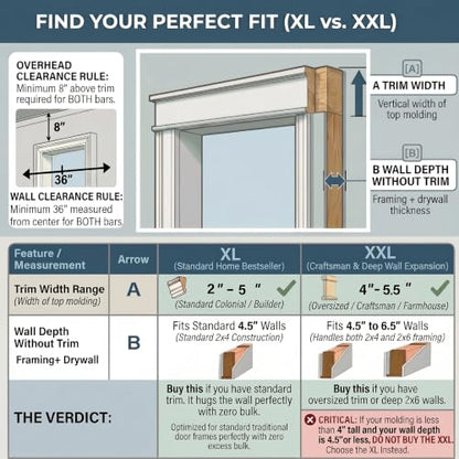 Ultimate Body Press XL Doorway Pull Up bar with Elevated bar & Adjustable Width - color: XXL Doorway Pull Up Bar and Strap System