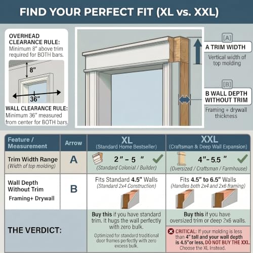 Ultimate Body Press XL Doorway Pull Up bar with Elevated bar & Adjustable Width - color: XXL Doorway Pull Up Bar
