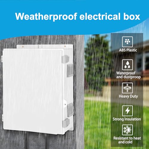Electrical Junction Box, Outdoor Water Resistant Nema Enclosure, Ventilated ABS Plastic WiFi Project Box with Internal Mounting Panel & Hinged Cover 18.1" Lx 12.6" Wx 6.3" H - size: 18.1"L x 12.6"W x 6.3"H