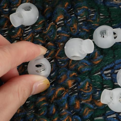 Hariendny 10 PCS Cord Locks Plastic Spring Cord Locks Single Hole Toggle Drawstring Clip Clear Stoppers Fastener Slider Ball Shape Luggage Lanyard Stopper for Drawstrings Paracord Shoelaces