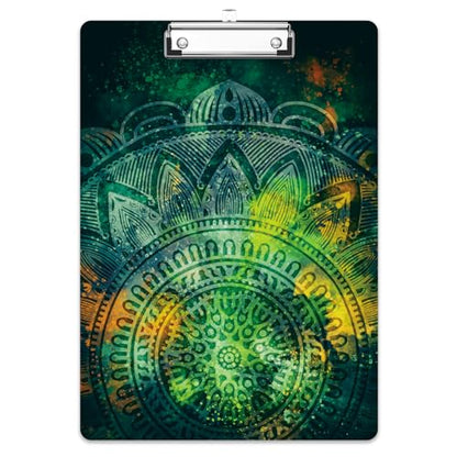 Rimilak Wood Clipboard, 8.5x11 Hardboard Clip Board, Green Mandala | Fun Design, Cute Custom Pattern, 9 x 12.5 in Letter Size for Classroom, Teachers, Kid, Woman, School & Office Supply - color: Green Mandala