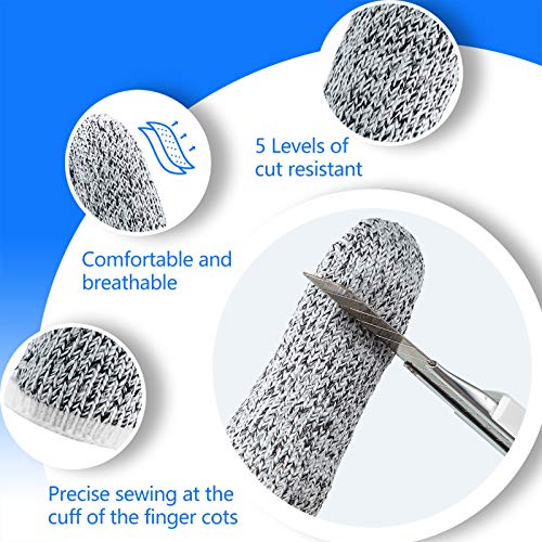 Honoson 60 Pcs Cut Resistant Finger Cots, Reusable Finger Guards, Durable Non Slip Thumb Protector Sleeve, Breathable Fingertip Covers for Kitchen Garden Sculpture Grinding Work (2.2 Inch)