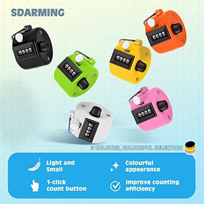 Colour Counters, Tally 4-dight Clicker Counter, ABS Handheld Counters Clicker for Counting, Golf, Scoring, Knitting