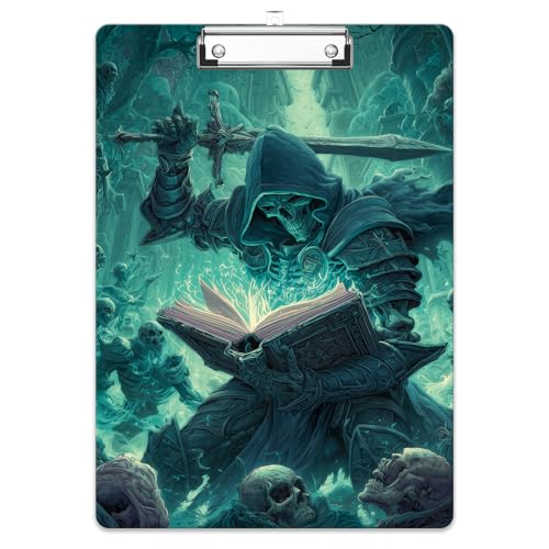 Rimilak Wood Clipboard, 8.5x11 Hardboard Clip Board,Magic Skeleton | Fun Design, Cute Custom Pattern, 9 x 12.5 in Letter Size for Classroom, Teachers, Kid, Woman, School & Office Supply - color: Magic Skeleton