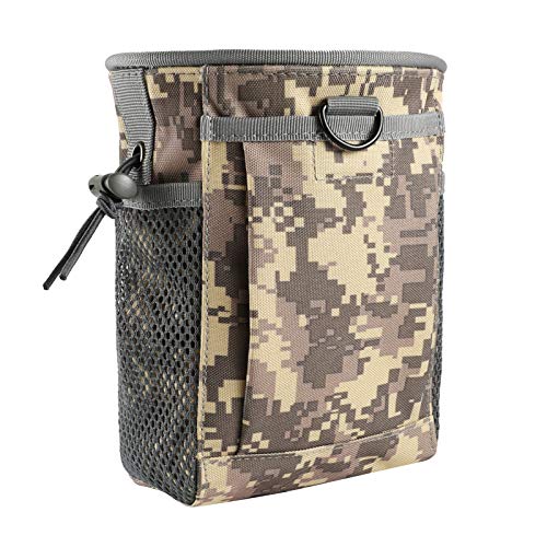 FRTKK Tactical Molle Drawstring Magazine Dump Pouch Outdoor Ammo Pouch, Adjustable Military Utility Belt Fanny Hip Holster Bag - color: ACU