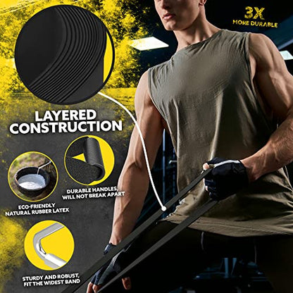 Long Resistance Bands Set, 5 Pull Up Assistance Bands for Working Out | 5 resistance levels, natural latex construction, exercise bands for strength training, stretching and physical therapy - color: Black 2