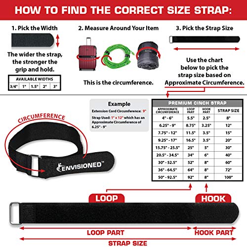 Premium Cinch Straps with Stainless Steel Metal Ring (Buckle), Reusable Durable Hook and Loop, Multipurpose Securing Straps 3/4" x 8" - 8 Pack Plus 2 Bonus Origional Cinch Straps - size: 0.75" x 8"