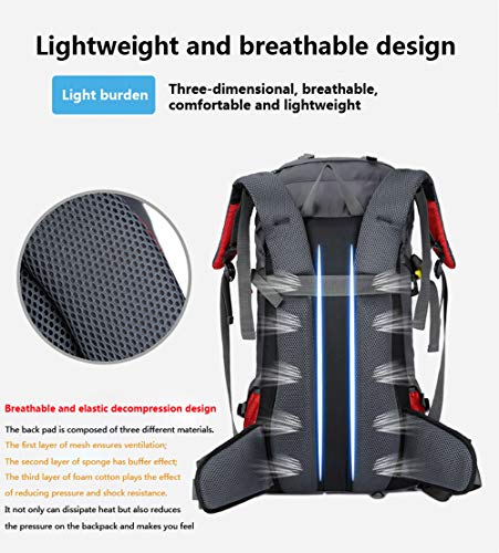 Bseash 60L Waterproof Hiking Camping Backpack with Rain Cover, Large Outdoor Sport Travel Daypack Rucksack for Climbing - color: Navy Blue