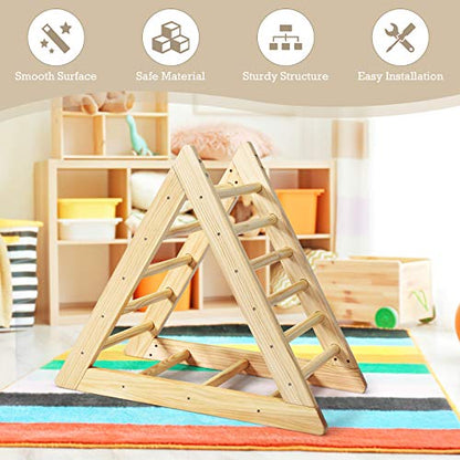GLACER Wooden Climbing Triangle Ladder, Toddler Triangle Climber with 3 Different Climbing Ladders for Kids 3 Years Old+, Indoor Playful Climbers to Develop Strength, Balance and Motor Skills