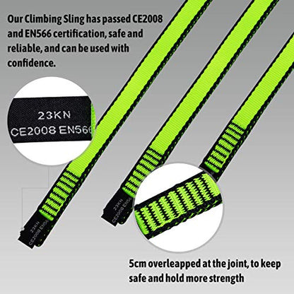 KIKIGOAL 18MM Nylon Climbing Sling Runner 23KN CE2008/EN566 Rock Climbing Webbing Straps for Outdoor Climbing, Rappelling, Swing, Yoga Hammock etc - size: 120 cm (48 inches), style: 2PCS GREY