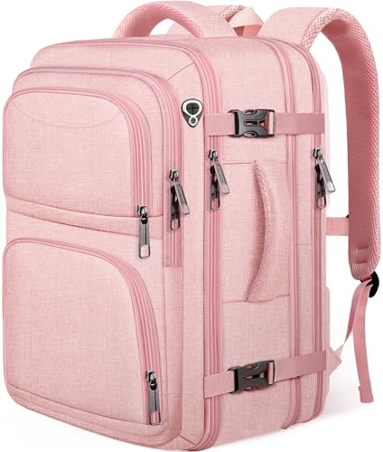 Travel Backpack for Women, Expanable Carry on Backpack, TSA 17.3 inch Laptop Bag Flight Approved, Lightweight Waterproof Business Luggage Bag, Travel Gifts for Women, Pink - color: Pink, size: 17.3 Inches