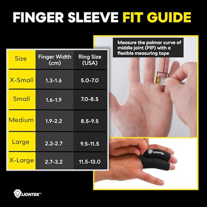 LIONTEK Double Flow Finger Sleeve V3 Pair — Joint Support & Compression for Activity, BJJ, Fitness, Volleyball, Basketball, and More (Medium) - size: Medium