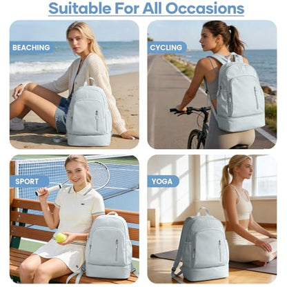 Gym Backpack for Women, Dance Volleyball Backpacks With Shoe Compartment | For Yoga Fitness Beach Hiking Sports - color: Blue