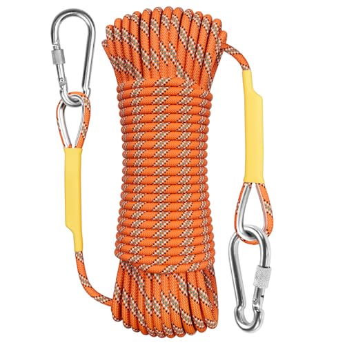 X XBEN Outdoor Climbing Rope 10M(32ft) 20M(64ft) 30M(96ft) 50M(160ft) 70M(230ft) 152M(500FT) 352M(1000FT) Static Rock Climbing Rope for Escape Rope Ice Climbing Equipment Fire Rescue Parachute - color: Orange, size: 1/3 Inch x 160 Feet