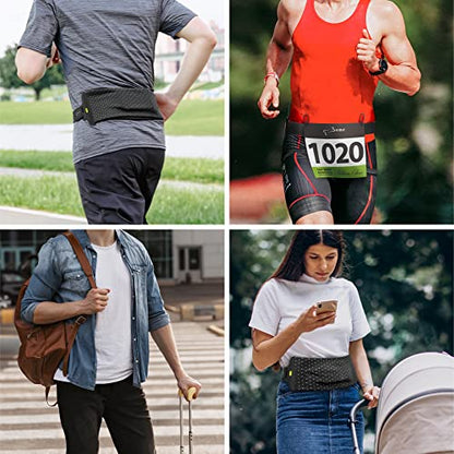 BONE Run Tie Belt, Washable Running Belt with Large Capacity Storage, Scratch-Free & Skin-Friendly Waist Pack with Zipperless Design, Sport Fanny Pack for Hiking & Climbing (Size S)
