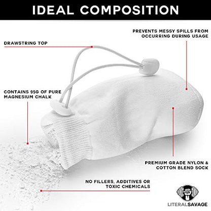 No Mess Climbing Chalk Ball for Lifting, Climbing, Gymnastics & Crossfit – Refillable Chalk Ball with Pure Magnesium Carbonate for Dry Hands & Better Grip – 2.3 oz - color: White
