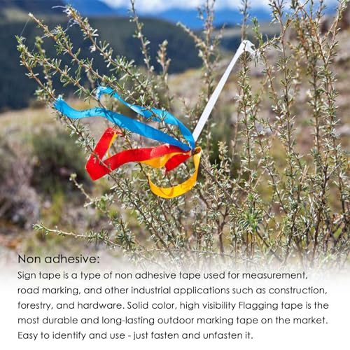 5 Pack Flagging Tape Assorted Flourescent Colors, Non-Adhesive Marking Tape | 0.78"*500ft, Plastic Ribbon Neon Marking Roll for Tree Marking, Hunting, Boundaries and Hazardous Areas,Trail Marking - color: Multicolored - 5 Pack