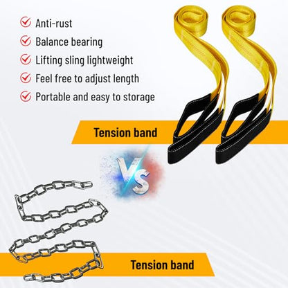 Pindex 2 Pack 2" x 8' Web Lifting Sling 11000 Lbs Breaking Force 3500 Lbs Pulling Forces Lift Sling Straps for Rocks Trees Mowers Tool Boxes in Trailers Tractors Trucks, Yellow - size: 2 inch x 8 feet