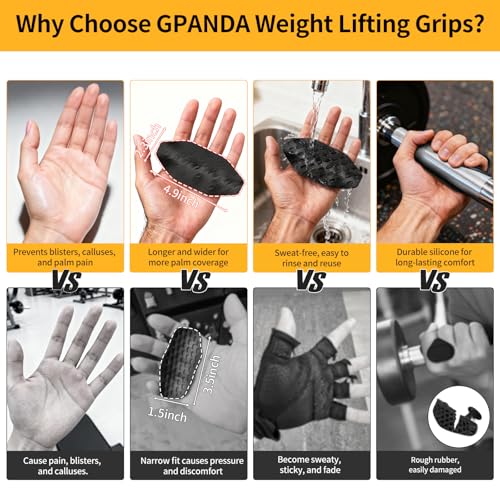 GPANDAG 330LB Weight Lifting Hooks and Lifting Grips for Men and Women(2 Pair), Heavy Duty Lifting Strap Gym Grip for Weightlifting, Deadlifts, Pull-Ups, Strength Training, Wrist Wraps Hook for Seniors