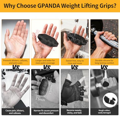 GPANDAG 330LB Weight Lifting Hooks and Lifting Grips for Men and Women(2 Pair), Heavy Duty Lifting Strap Gym Grip for Weightlifting, Deadlifts, Pull-Ups, Strength Training, Wrist Wraps Hook for Seniors
