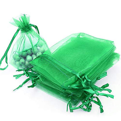 Boshen 100/200PCS Organza Gift Candy Sheer Bags Mesh Jewelry Pouches Drawstring Bulk for Wedding Party Favors Festival Christmas Valentine's Day 3"x4" 4"x6" 5"x7" (3" X 4"(100PCS), Green) - color: Green-3" X 4"(100PCS)