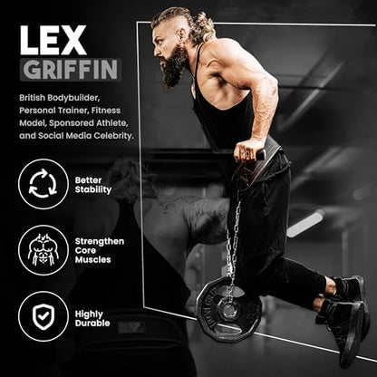 RDX Dip Belt for Weight Lifting, Heavy Duty 36 Inch Adjustable Steel Chain, Dipping Belt Chin Pull Ups Gym Training Bodybuilding Powerlifting Fitness Workout, 6” Padded Neoprene Back Support Men Women - color: Black