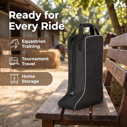 Bags for Cowboy Boots with Handle Heavy-Duty Polyester Equestrian Boot Bag, Cowboy Boot Travel Bag with Outer Pocket for Cowboy Boots, Snow Boots, Travel and Daily Use