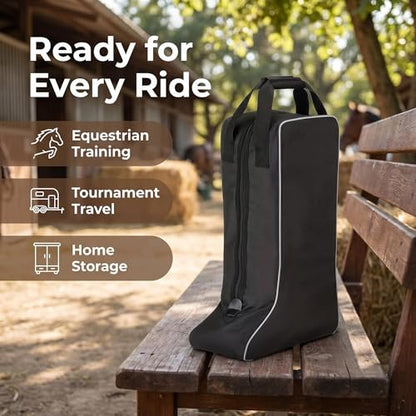 Bags for Cowboy Boots with Handle Heavy-Duty Polyester Equestrian Boot Bag, Cowboy Boot Travel Bag with Outer Pocket for Cowboy Boots, Snow Boots, Travel and Daily Use