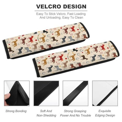 Soft Padded Seat Belt Cover for Girls and Boys, Stroller Pushchair High Chair, 2 Piece Beige Horse Shoulder Protector Anti-Slip Pad - color: Pattern 940