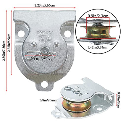 Ceiling Mount Single Pulley 1-1/2 Inch Wall Mount Pulley Ceiling Pulley for 3/8" Wire or Rope, 4 Packs (1)