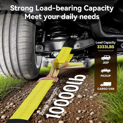2 PCS 2" x 36" Lifting Slings Straps Polyester Web Slings with D Rings - Lifting Slings 3,333 lbs, Working Load Limit 10,000 lbs Polyester Lifting Strap for Cars, SUVs, Trucks, Heavy Machinery - color: Yellow
