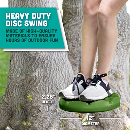 Squirrel Products Heavy Duty Green Disc Tree Swing with Rope for Outdoor Play - Easy DIY Addition to Playset or Tree - color: Green