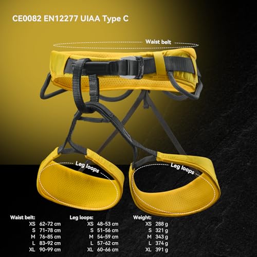 KAILAS Airo Rock Climbing Harness Men Roofing Harnesses Rescue Mountaineering Safety Belt Women Comfortable Lightweight - color: Yellow, size: Medium