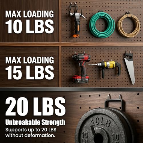 INCLY 10 Pack 1/4" Pegboard Drill Holder Tool Utility Hooks | Heavy Duty Pegboard Hooks, Peg Board Tool Hangers, for Power Tools, Drill, Hammer, Cords, Hoses, Shovels, Garage Storage - size: 10 Pack