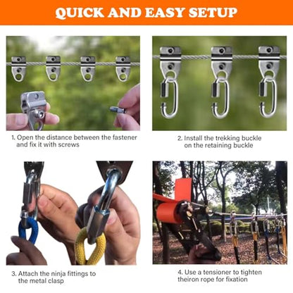 Ninja Warrior Obstacle Course Connectors Kit 8 Sets, Connector Buckle Accessories, 500LB Weatherproof Anti-Rust, Universal Fit for Steel Wire Rope, Backyard, Gym & DIY Obstacle Courses | 500LB Weatherproof Anti-Rust, Universal Fit for Steel Wire Rope, Bac