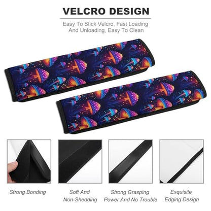 2 Pack Black Neon Mushroom Car Seat Straps Shoulder Pads Breathable Shoulder Protector for Elderly Support, Most Cars, Pressure Relief - color: Pattern 1144