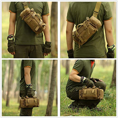 Utility 3P Military Tactical Duffle Waist Bags MOLLE Assault Shoulder Backpack Multifunction EDC Pouches Heavy Duty Fanny Packs (Brown) - color: Brown