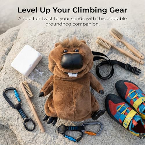 Groundhog Rock Climbing Chalk Bag, Fun Plush Animal Chalk Pouch with Drawstring, Adjustable Waist Belt for Indoor Outdoor Bouldering Sport Climbing
