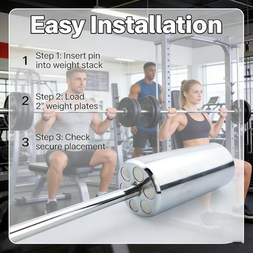Gym Pin Extender for Weight Stack 10mm Cable Machine Adapter Fit for 2'' 50.8mm Weight Plates Heavy Duty Steel Extension for Gym Cable Machine