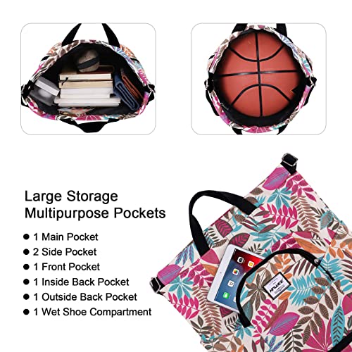 Dry Wet Drawstring Backpack with Shoe Compartment for Women Adjustable Gym Bag - color: Maple Magenta