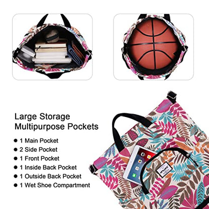 Dry Wet Drawstring Backpack with Shoe Compartment for Women Adjustable Gym Bag - color: Maple Magenta